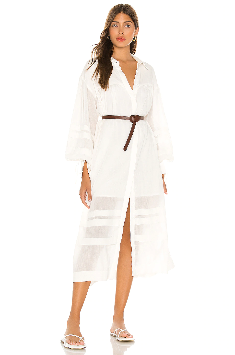 Cheap 💯 L'Academie The Maisy Midi👗 Dress In White 🧨