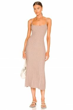 New 🛒 L'Academie Moira Midi Knit👗 Dress In Gray 😀