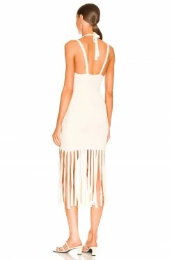 Top 10 🎁 L'Academie Darick Fringe Midi👗 Dress In Ivory 🔔 -Deals L'Academie Store LCDE WD603 V3