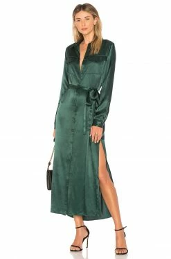 Cheapest ✨ L'Academie The Long Sleeve Shirt👗 Dress In Emerald 😀