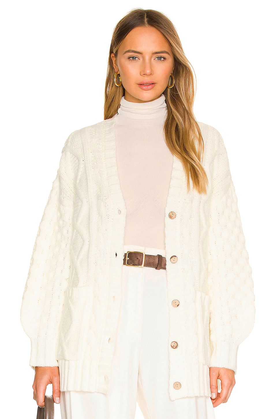 Cheap 😀 L'Academie Amare Cable Cardigan In Ivory 🎁