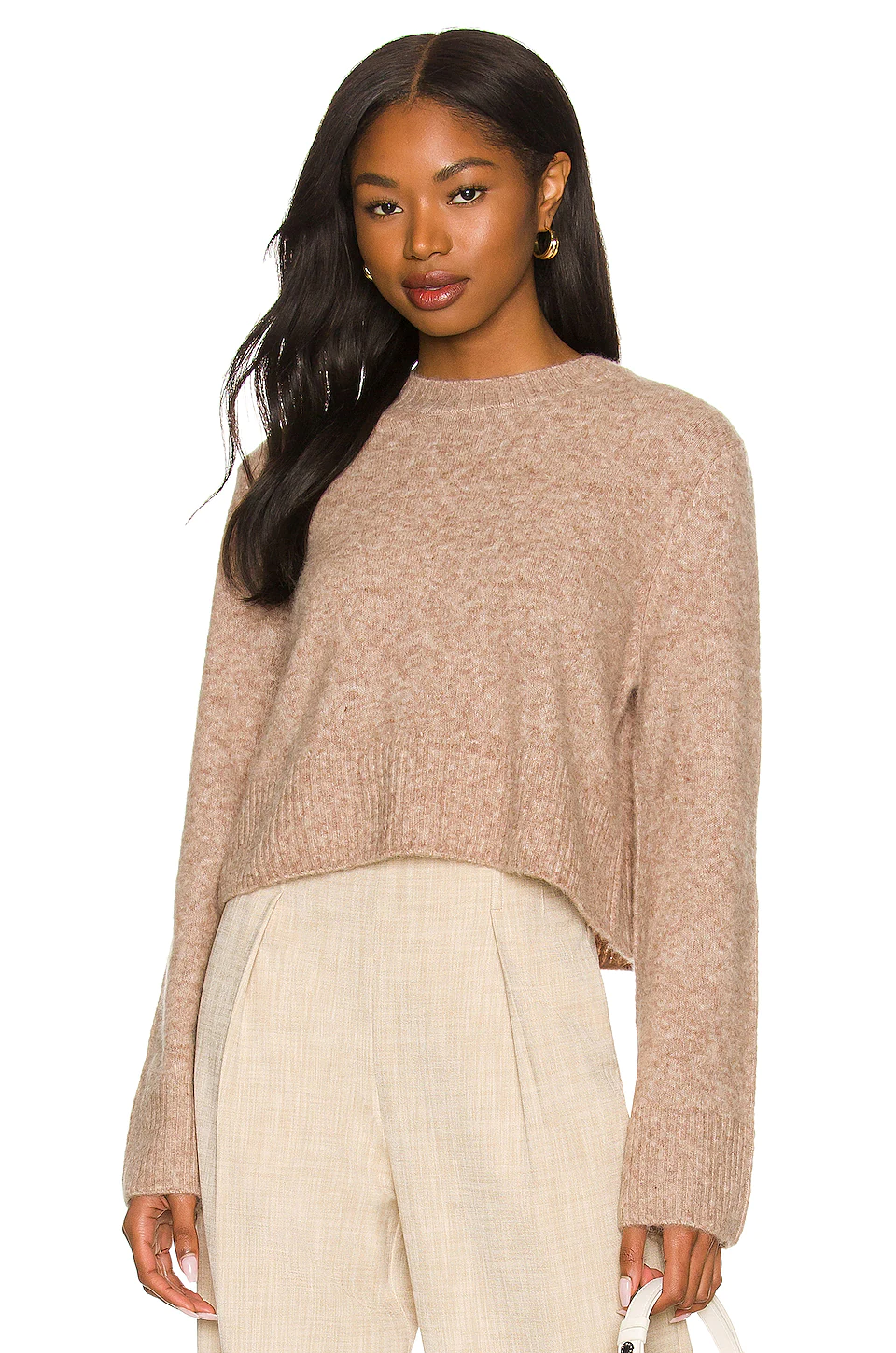 New ❤️ L'Academie Kiyami Cropped Sweater In Taupe 💯