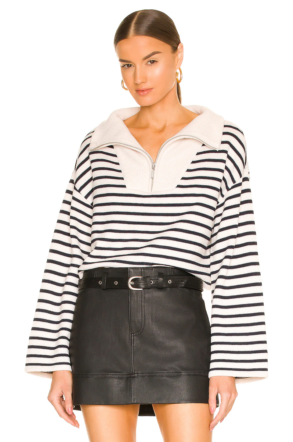 Top 10 ⌛ L'Academie Laila Striped Half Zip Sweater In Ivory & Navy 🛒