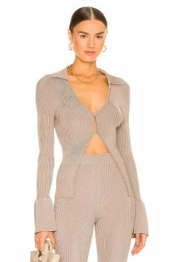 Wholesale 😀 L'Academie Loch Rib Collar Sweater In Fossil ❤️