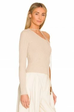 Deals 🧨 L'Academie Terie Cropped One Shoulder Sweater In Pale Gray 🤩 -Deals L'Academie Store LCDE WK200 V3