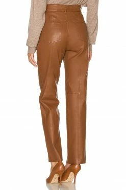 New 💯 L'Academie The Kristina Leather Pant In Brown ✔️ -Deals L'Academie Store LCDE WP190 V3