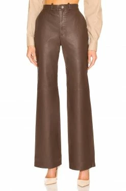 Top 10 👍 L'Academie The Zaza Leather Pant In Brown 🔔