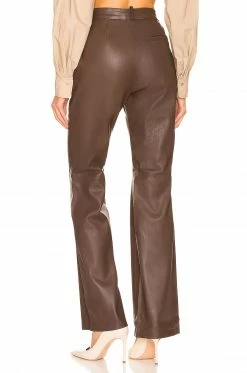 Top 10 👍 L'Academie The Zaza Leather Pant In Brown 🔔 -Deals L'Academie Store LCDE WP193 V3