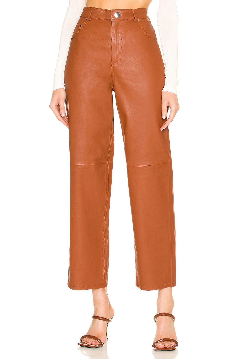 Cheap 🔥 L'Academie Jiselle Leather Pant In Camel ❤️