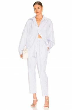 Promo 🔥 L'Academie Holly Pants In Blue & White Stripe 🎁 -Deals L'Academie Store LCDE WP219 V4