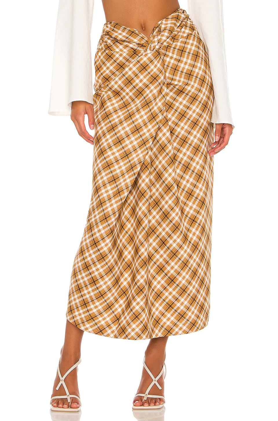 Best reviews of 🧨 L'Academie The Avril Midi Skirt In Ochre Multi 💯