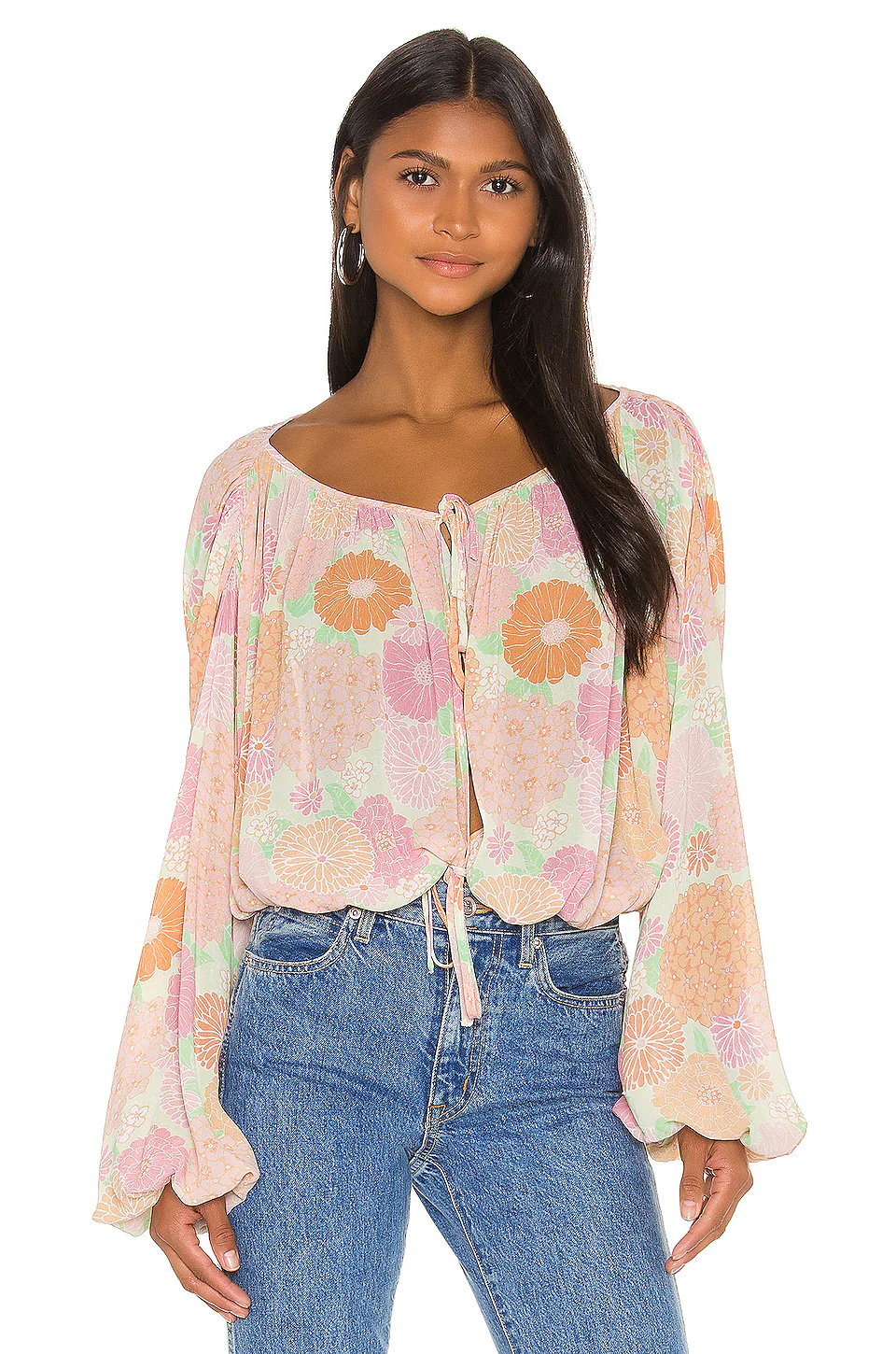 Cheap 🤩 L'Academie The Alayna Top In Peach Floral 🤩