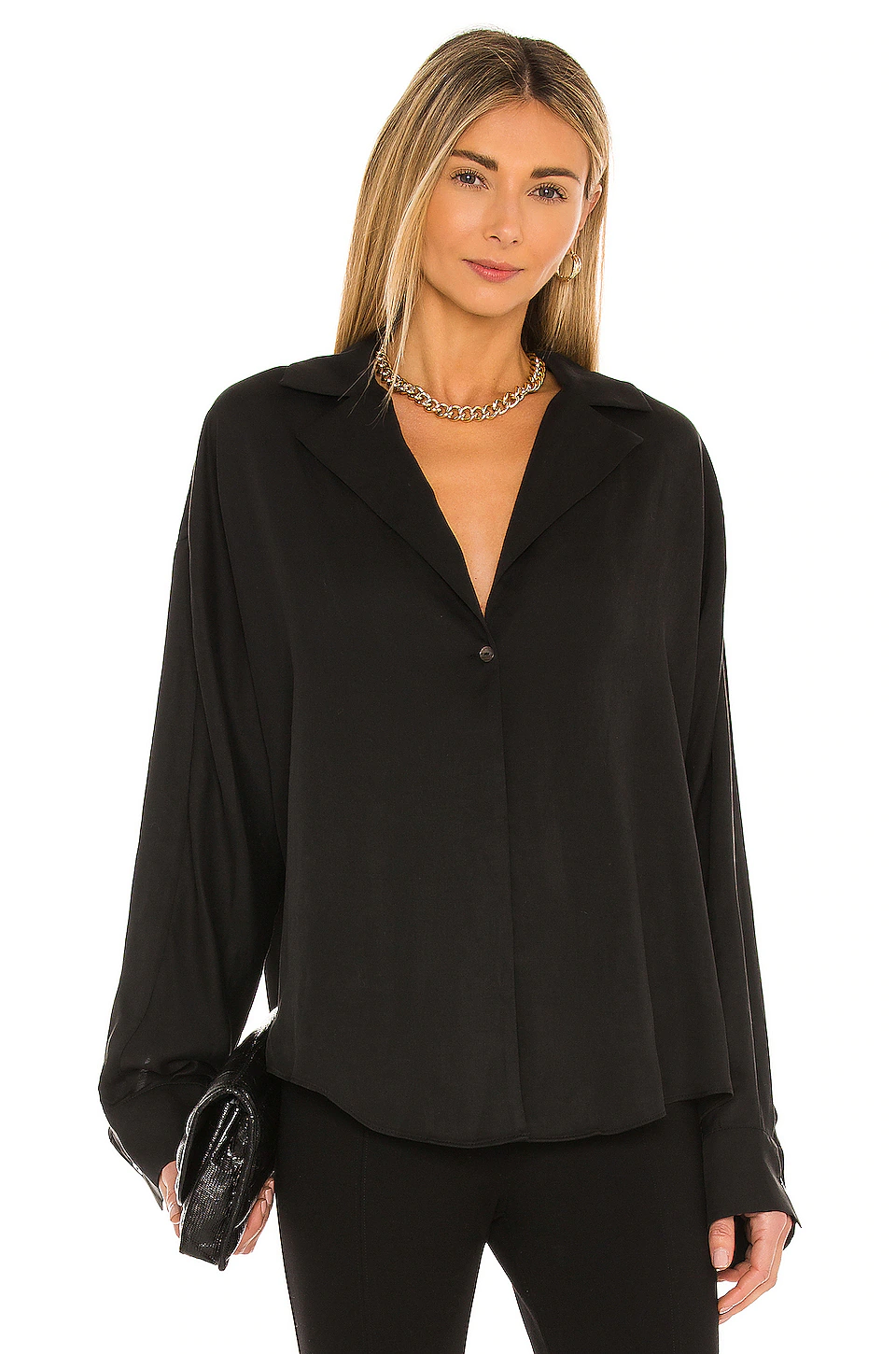 New ๐ฅ L'Academie Button Front Blouse In Black ๐