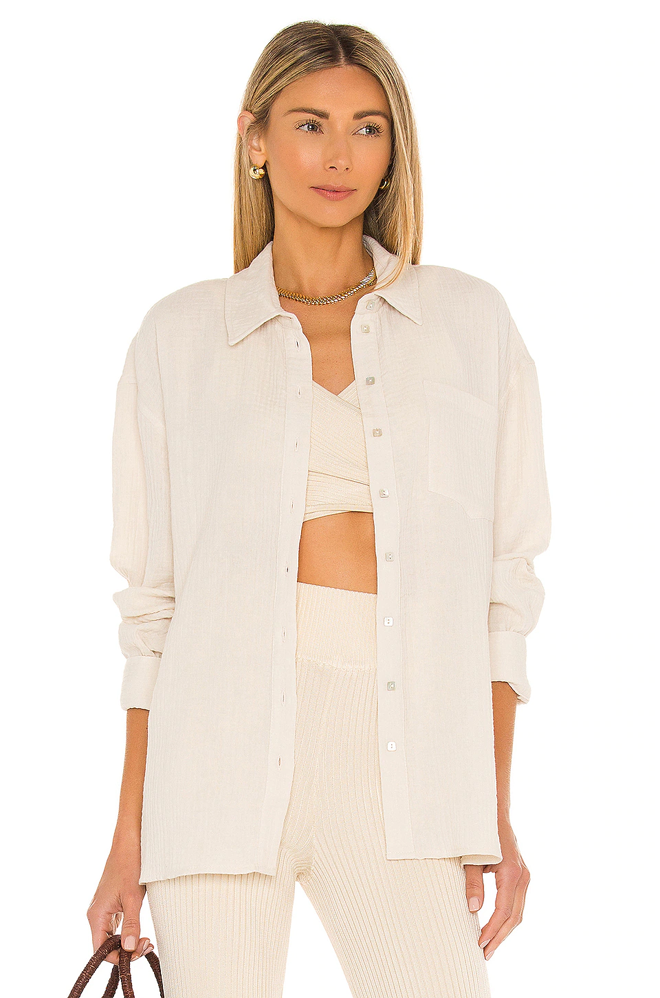 Outlet ๐ L'Academie Ophelia Button Down Top In Ivory ๐
