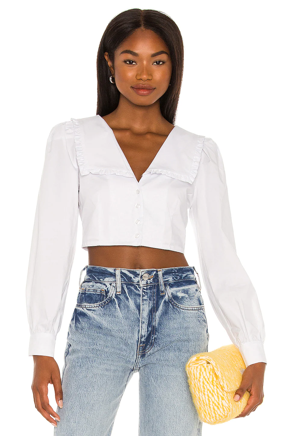 Top 10 ⭐ L'Academie The Celi Crop Blouse In White 🔔