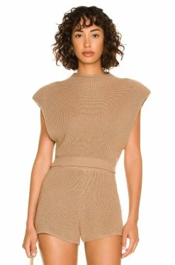 Top 10 ⭐ L'Academie Maja Sleeveless Sweater In Tan 🧨