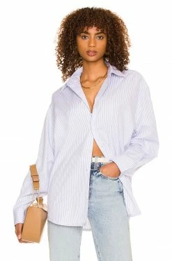 Budget 👏 L'Academie Bastien Button Down Top In Blue & White Stripe 🤩